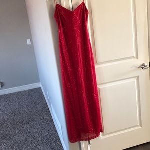 Red formal gown -backless Med